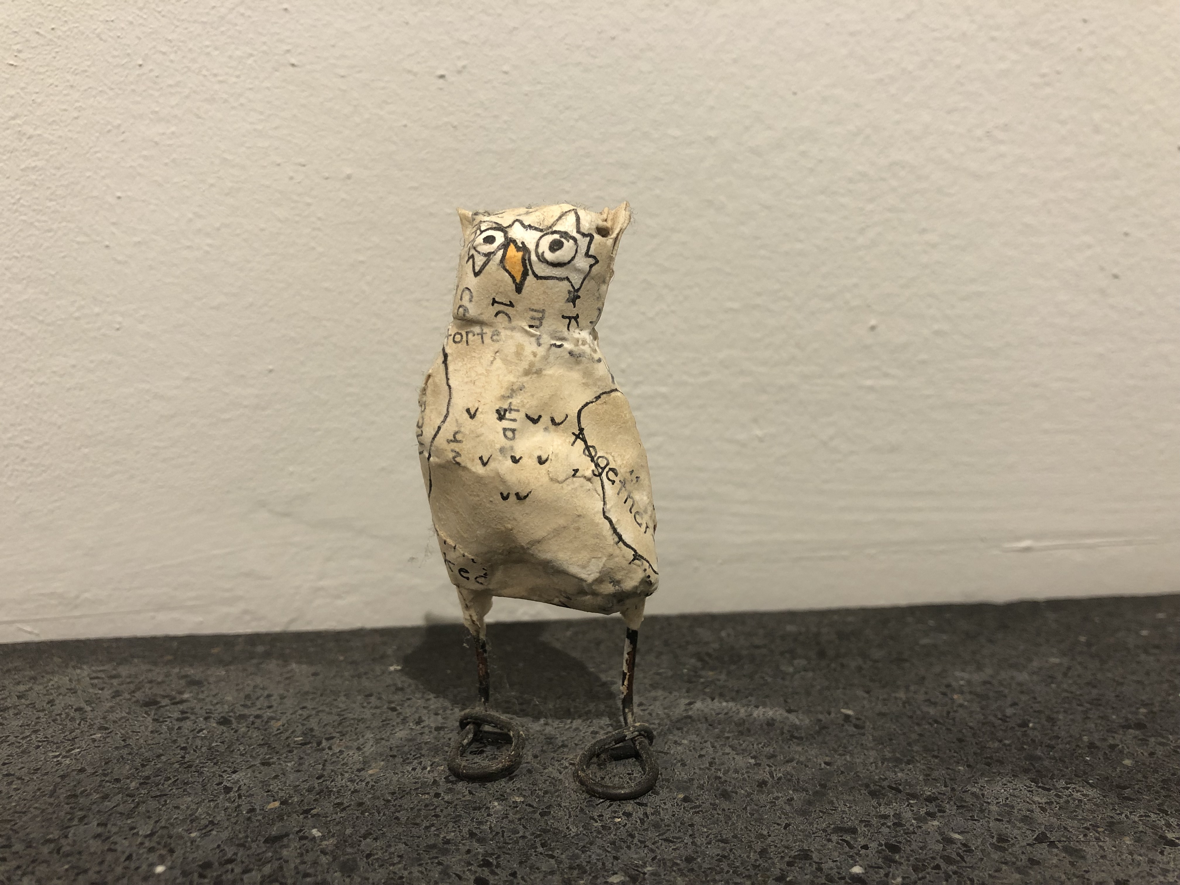 Paper-mache small owl shape.